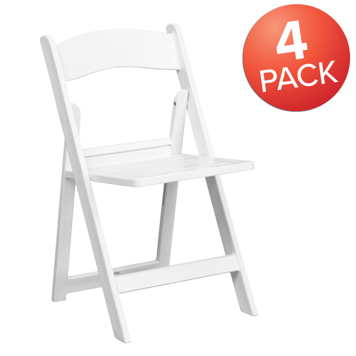 4 Pack 1000 lb. Capacity Resin Folding Chair with Slatted Seat