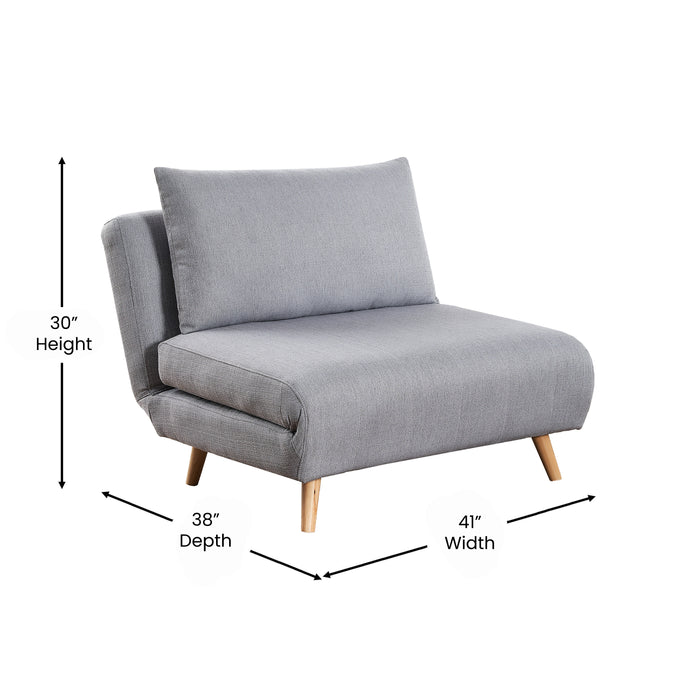 Stillwell Adjustable Tri-Fold Sleeper Chair with Hideaway Legs and Pillow, Channel Stitched Upholstery