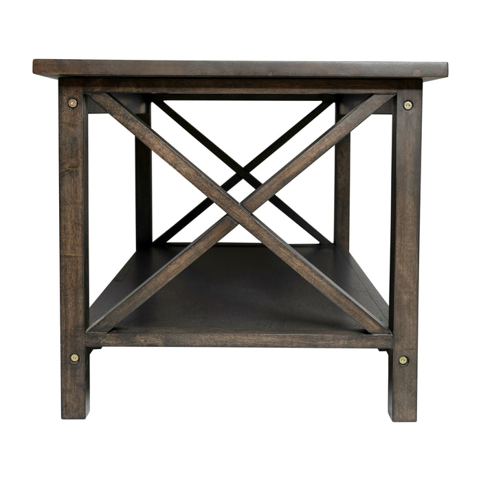 Mitchell Solid Wood Farmhouse Style Coffee Table with Storage Shelf