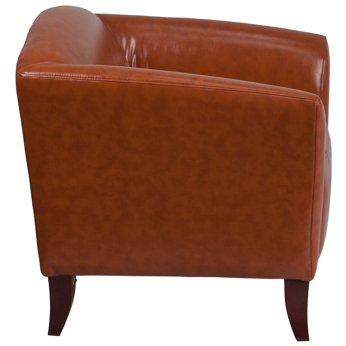 LeatherSoft Living Room/Reception Chair with Cherry Wood Feet