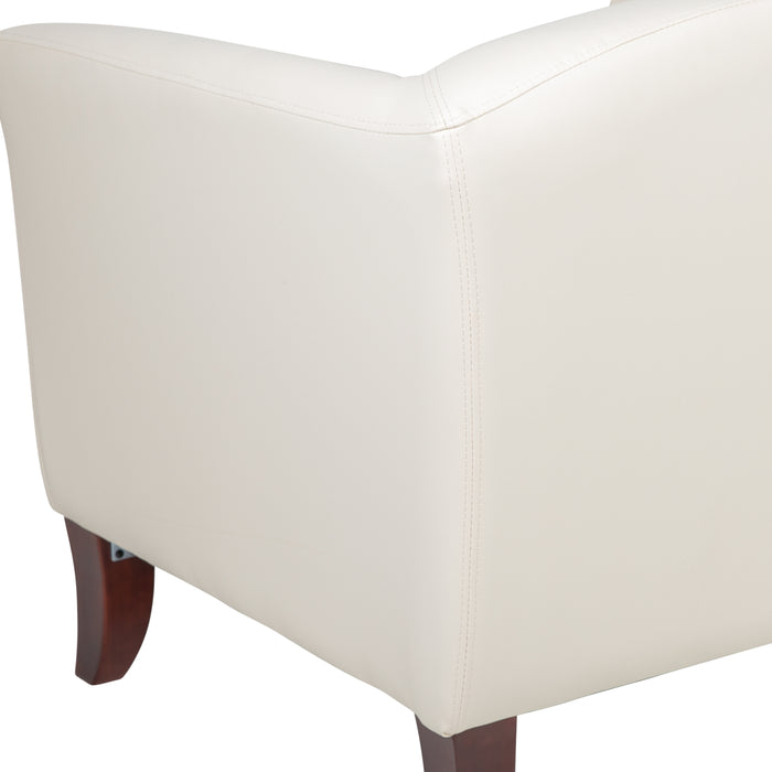 LeatherSoft Living Room/Reception Chair with Cherry Wood Feet