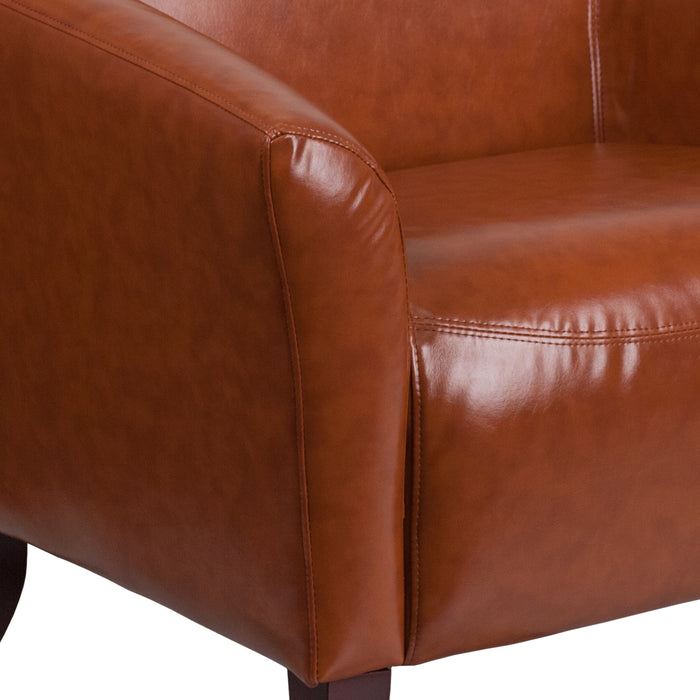 LeatherSoft Reception/Living Room Loveseat with Cherry Wood Feet