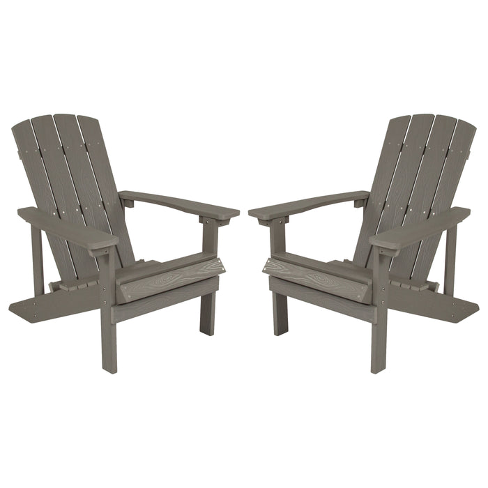 2 Pack Outdoor All-Weather Poly Resin Wood Adirondack Chairs