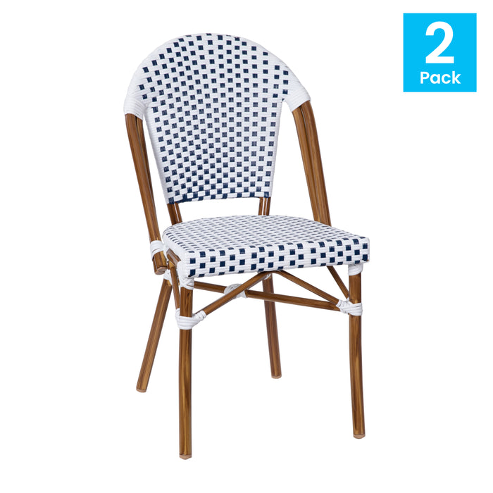 Colmar Indoor/Outdoor Stacking French Bistro Chairs with Aluminum Frame