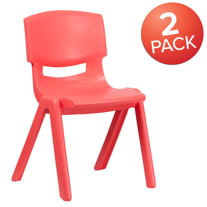 2 Pack Plastic Stackable School Chair with 15.5"H Seat