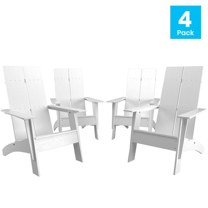 Set of 4 Modern Dual Slat Back Indoor/Outdoor Adirondack Style Chairs