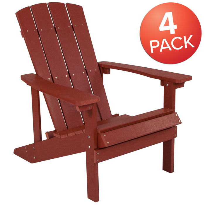 4 Pack Outdoor All-Weather Poly Resin Wood Adirondack Chairs