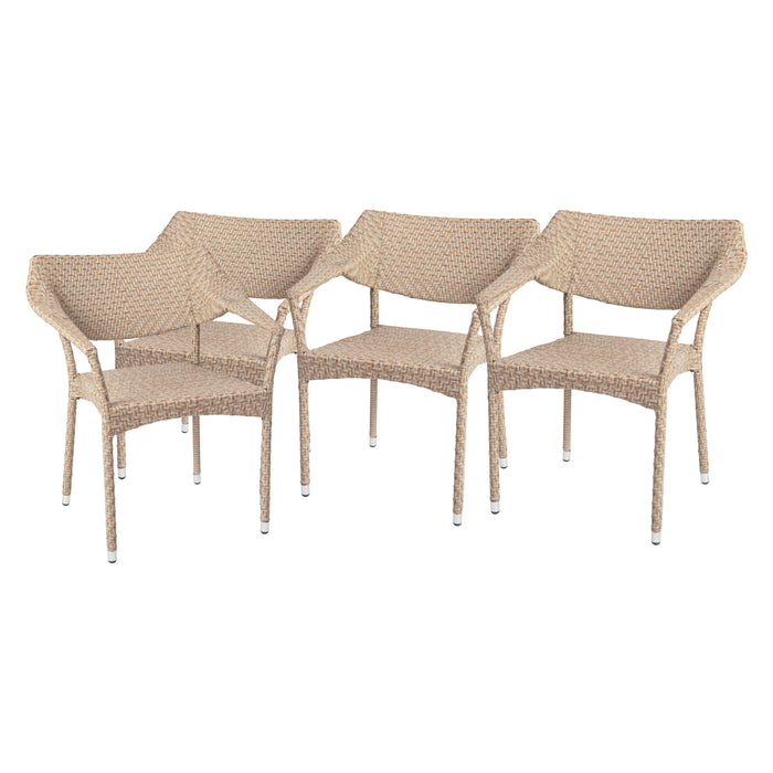 Shasta Modern All-Weather Patio Dining Chairs with Fade and Weather Resistant PE Rattan and Reinforced Steel Frame