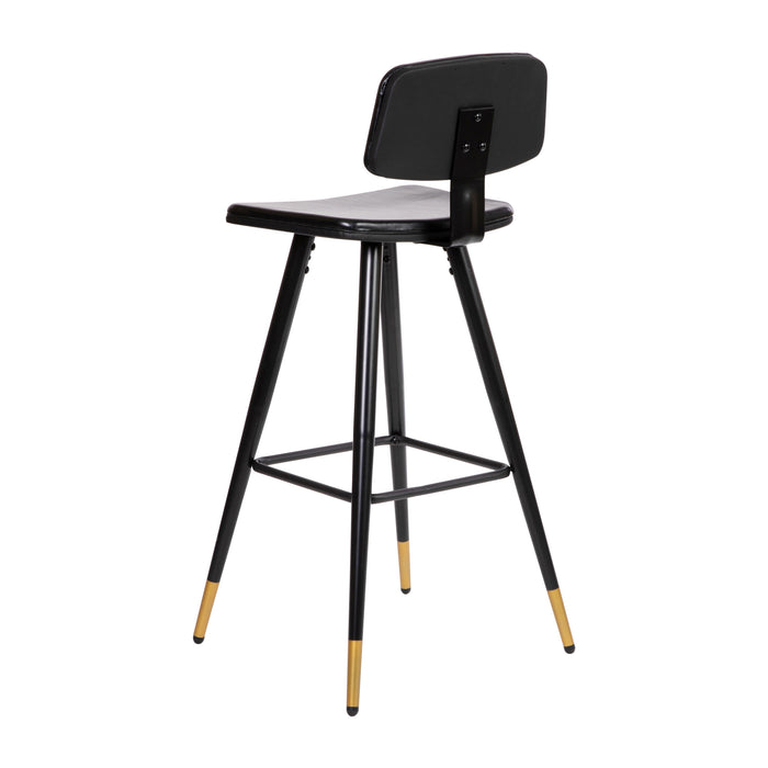 Set of 2 Commercial Grade LeatherSoft Barstools with Gold Tipped Iron Legs