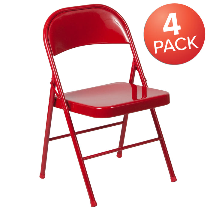 4 Pack Double Braced Commercial Party Events Steel Metal Folding Chair