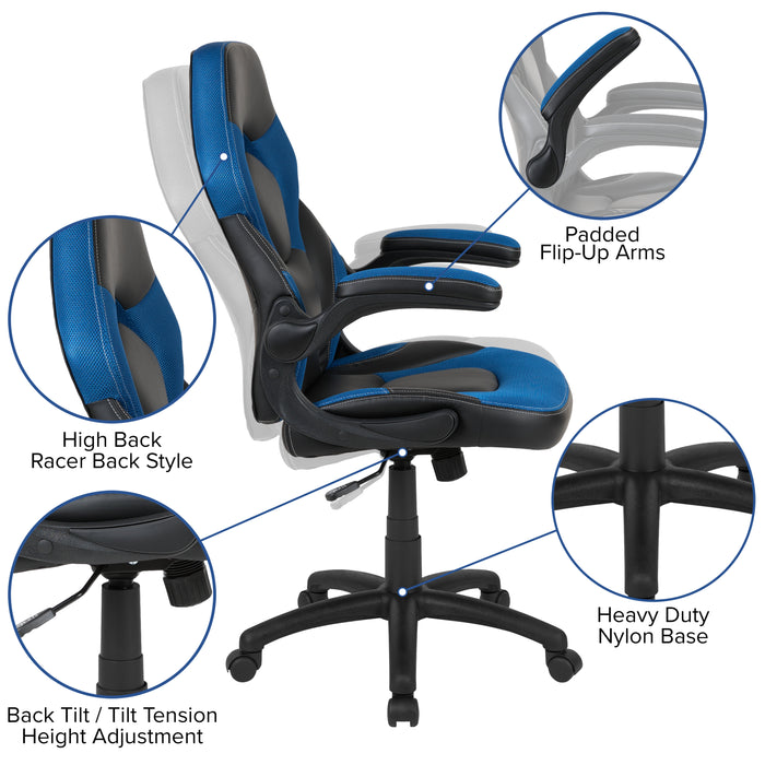 BlackArc Gaming Desk and Racing Chair Set with Cup Holder and Headphone Hook