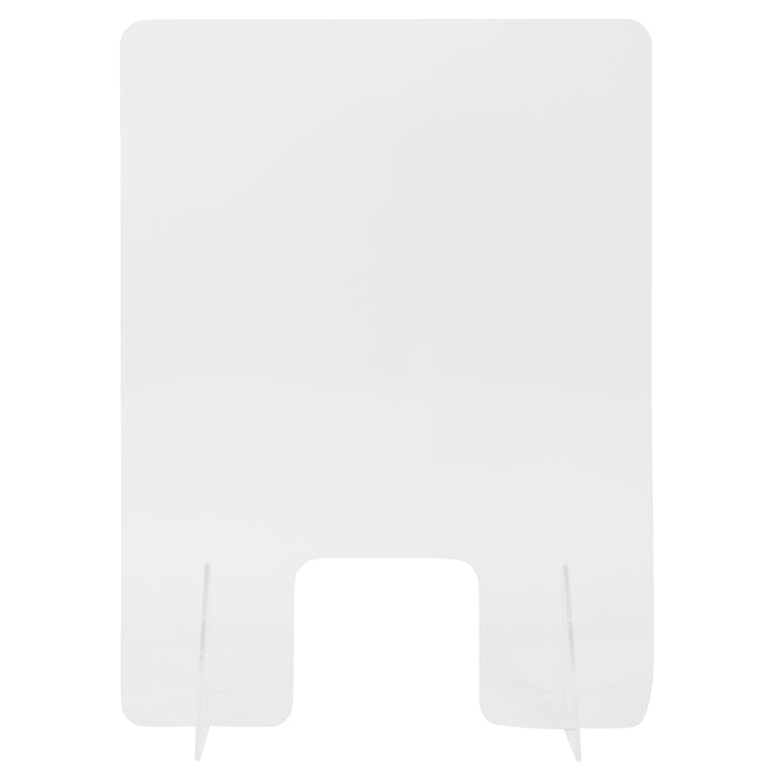 Acrylic Free-Standing Register Shield / Sneeze Guard with Pass-Through Opening