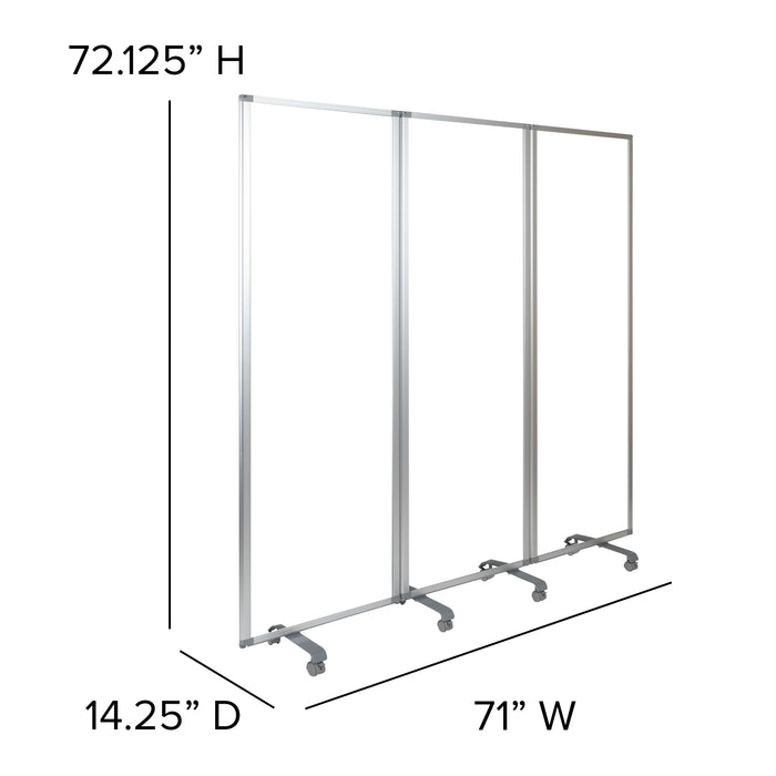 Transparent Acrylic Mobile Partition with Lockable Casters