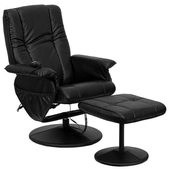 Massaging Multi-Position Recliner and Ottoman with Wrapped Base