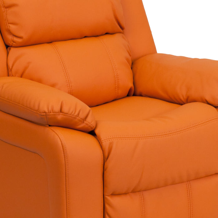 Deluxe Padded Contemporary Kids Recliner with Storage Arms