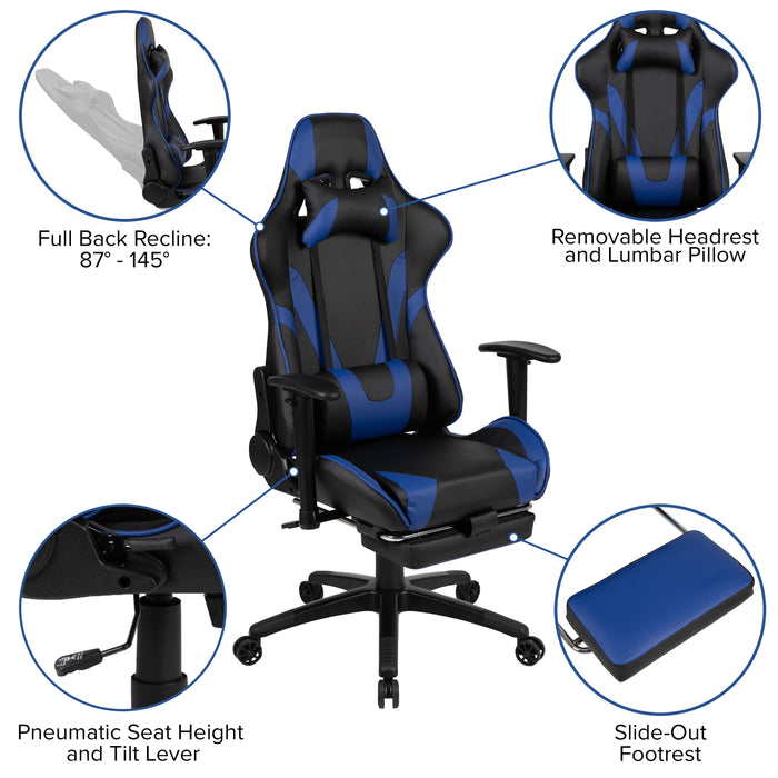 Z300 Gaming Racing Office Ergonomic PC Chair with Reclining Back and Footrest