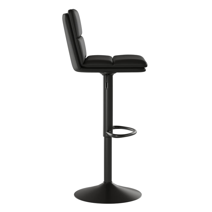 Lewis Set of Two Upholstered Height Adjustable Swivel Mid-Back Stools with Comfortable Foam Padding and Steel Base