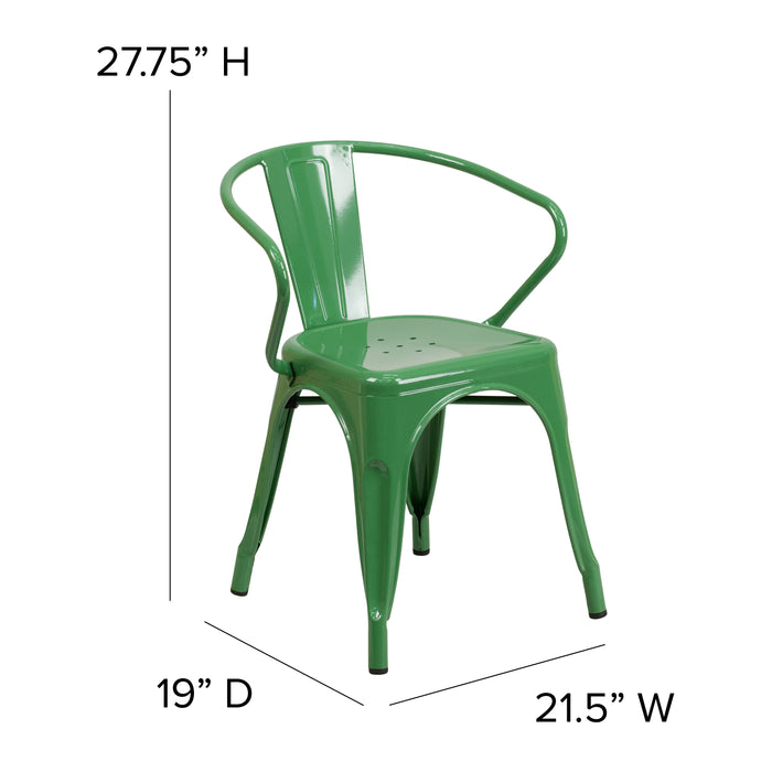 Commercial Grade Colorful Metal Indoor-Outdoor Chair with Arms