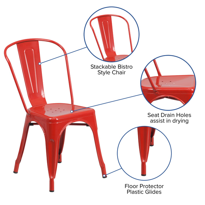 Commercial Grade Colorful Metal Indoor-Outdoor Stackable Dining Chair
