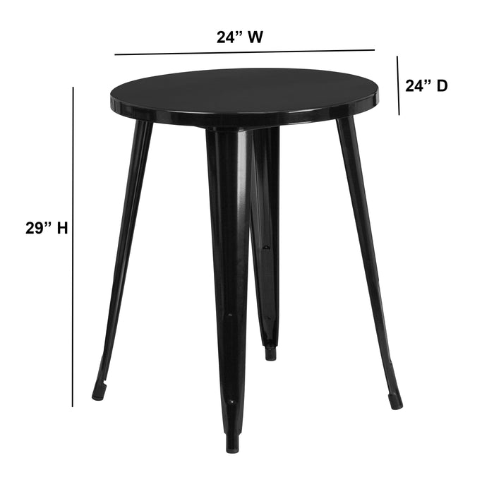 Commercial Grade 24" Round Colorful Metal Indoor-Outdoor Dining Table