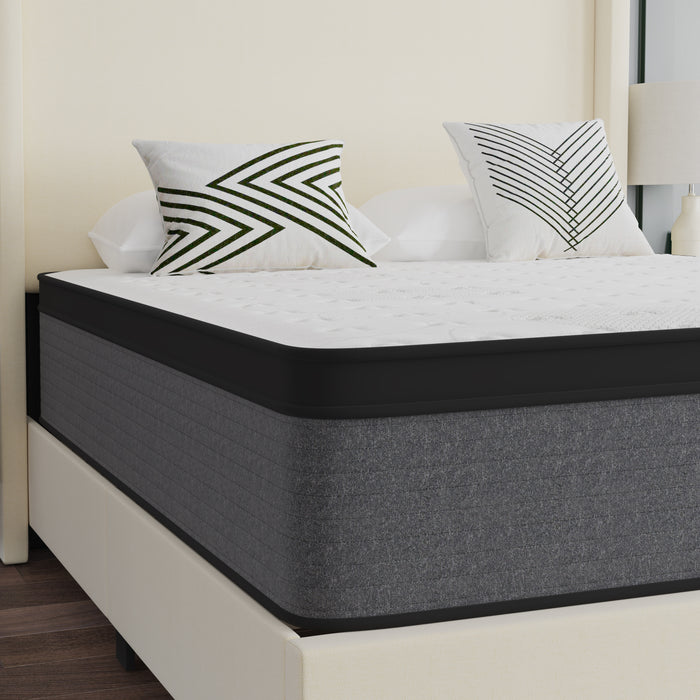 Asteria 13" Euro Top Hybrid Pocket Spring Mattress in a Box with CertiPUR-US Certified Foam for Supportive Pressure Relief