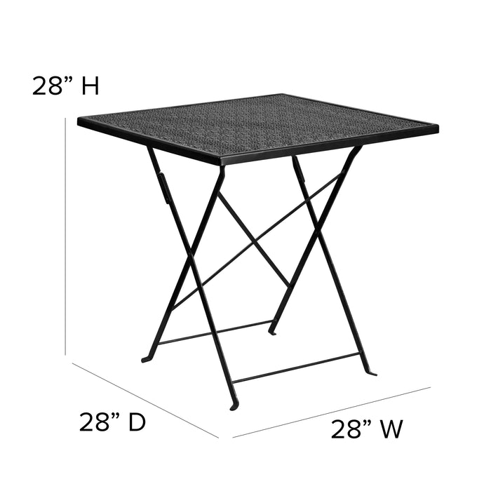 Commercial Grade 28" Square Colorful Metal Garden Patio Folding Patio Table