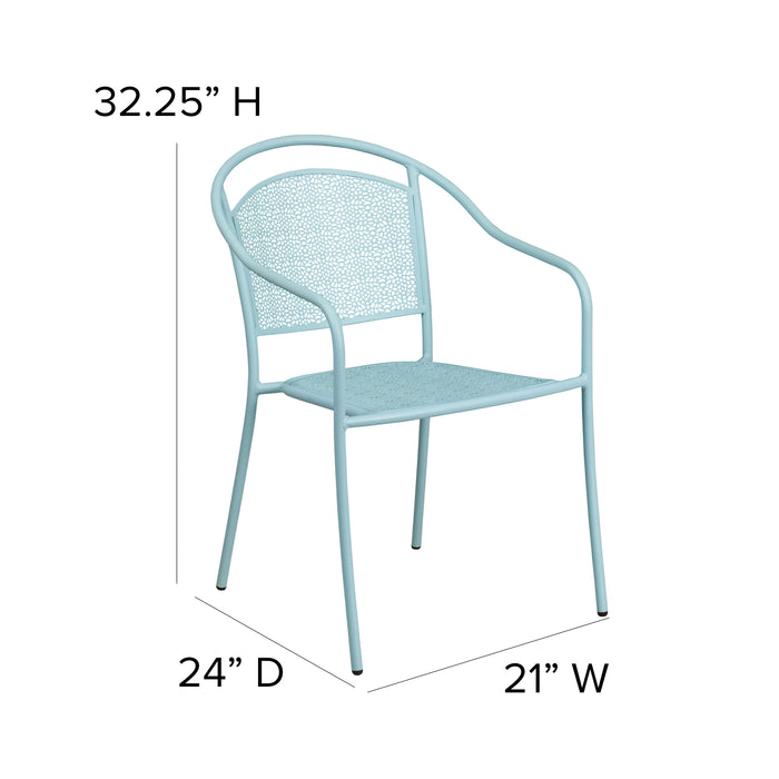 Commercial Grade Colorful Metal Patio Arm Chair with Round Back