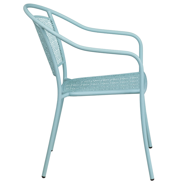 Commercial Grade Colorful Metal Patio Arm Chair with Round Back