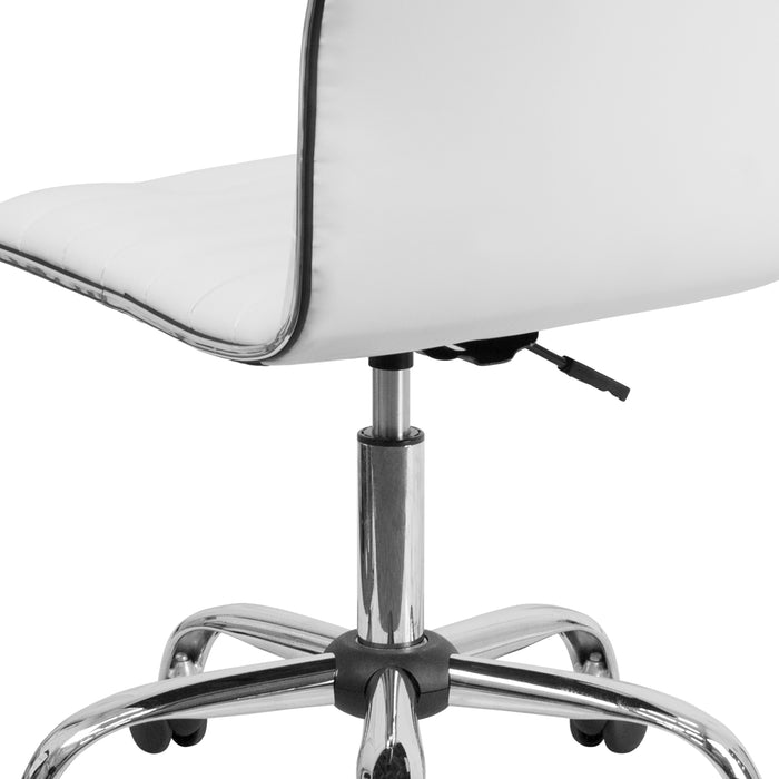 Low Back Designer Armless Ribbed Swivel Task Office Chair