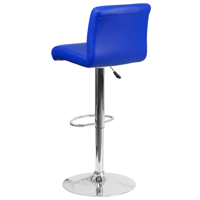 Swivel Rolled Seat Adjustable Height Barstool with Chrome Base
