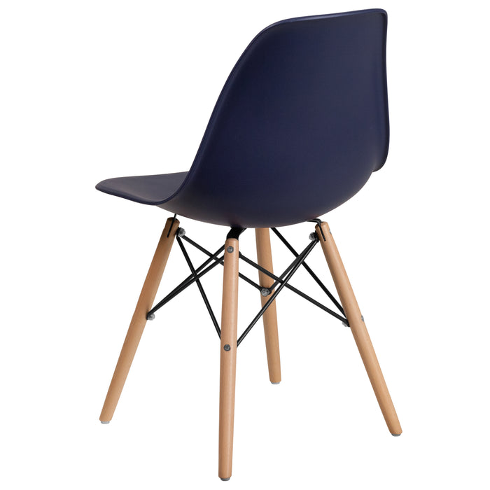 Plastic Accent Dining Chair with Wooden Legs