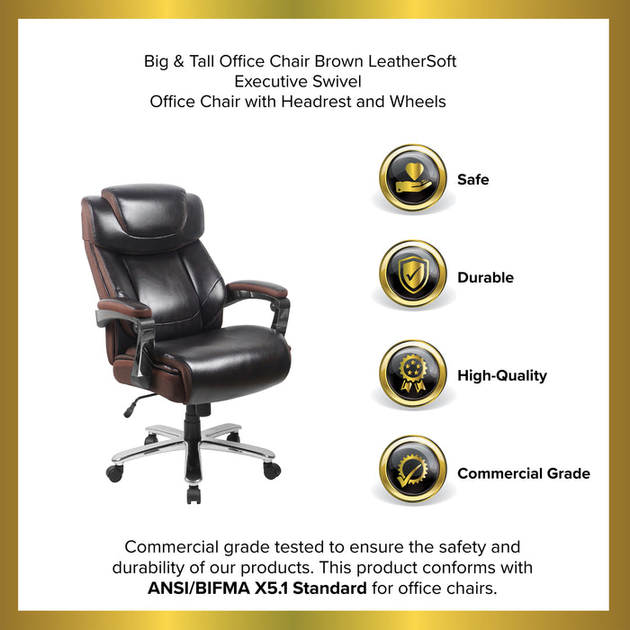 500 lb. Big & Tall Height Adjustable Headrest Swivel Ergonomic Office Chair