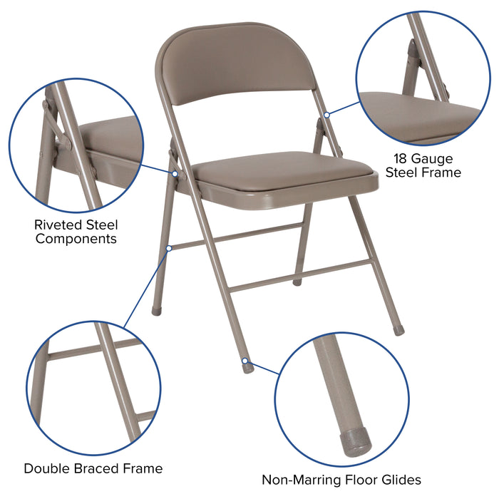 2 Pack Home & Office Portable Vinyl Folding Metal Event Chair