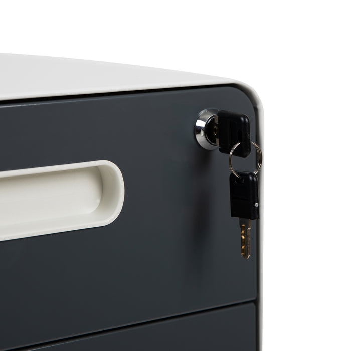 Ergonomic 3-Drawer Mobile Locking Filing Cabinet Storage Organizer