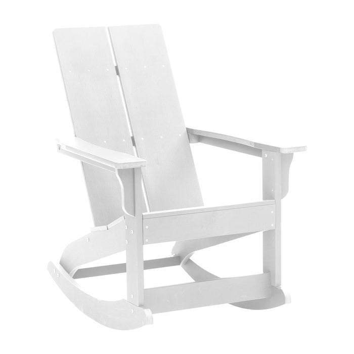 Set of 2 Harmon Modern All-Weather Poly Resin Adirondack Rocking Chairs with Side Table for Outdoor Use