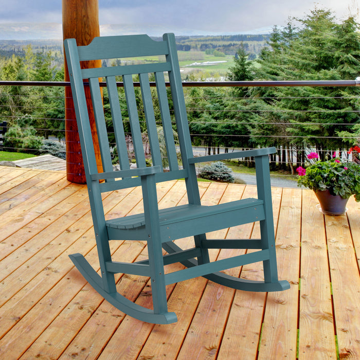 All-Weather Poly Resin Wood Rocking Chair - Patio and Backyard Furniture