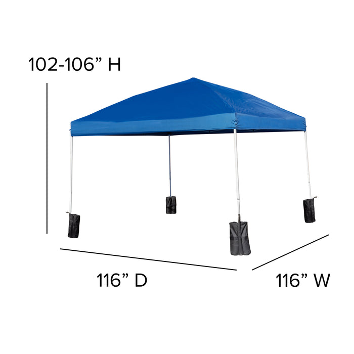 10'x10' Pop Up Straight Leg Canopy Tent With Sandbags and Wheeled Case