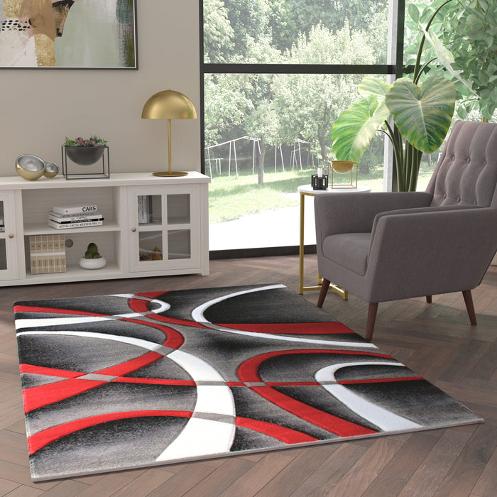 Cambre Olefin Accent Rug with 3D Sculpted Intersecting Arch Design and Jute Backing