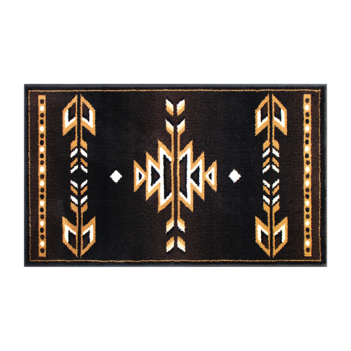 Sedona Olefin Accent Rug with Southwestern Geometric Arrow Design and Natural Jute Backing
