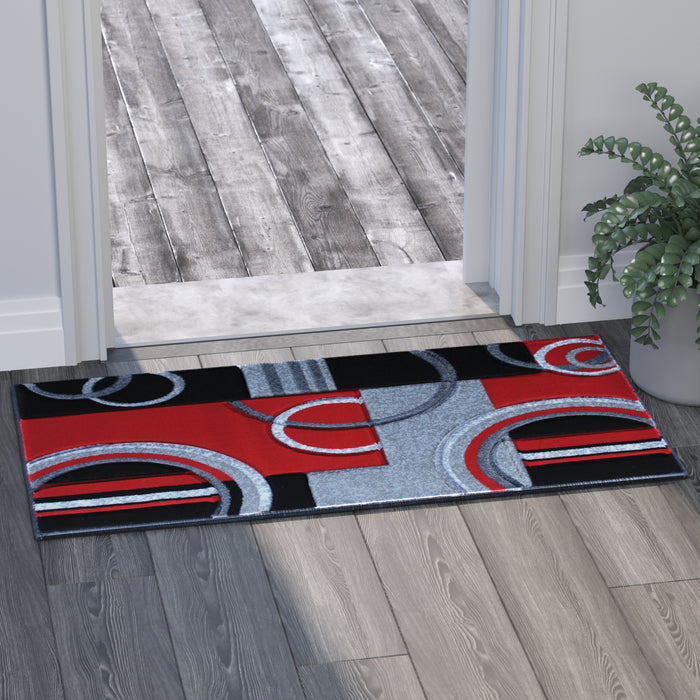 Metropolitan Olefin Accent Rug with Modern Geometric Pattern with Natural Jute Backing