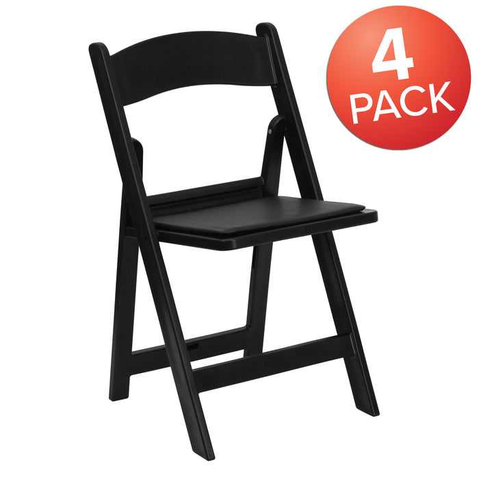 Set of 4 1000 lb Weight Capacity Indoor/Outdoor Resin Folding Chairs
