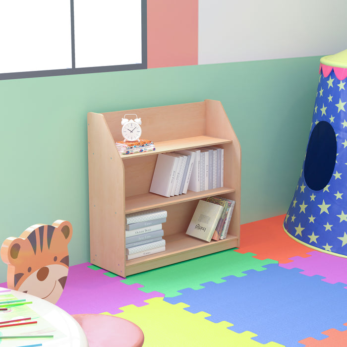 Kid's Wood Book Storage Shelf with Three Storage Slats and Child-Friendly Curved Edges; Recommended for Ages 5-7