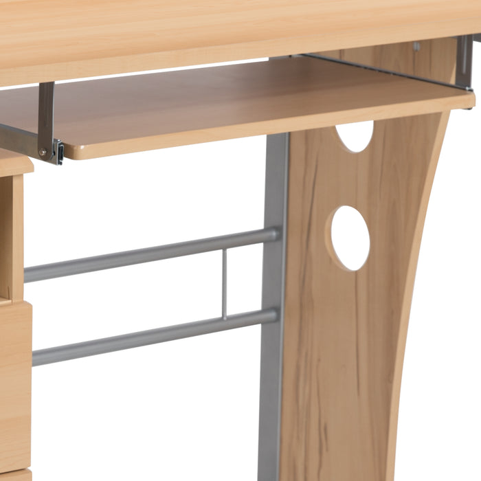 Desk with Three Drawer Single Pedestal and Pull-Out Keyboard Tray