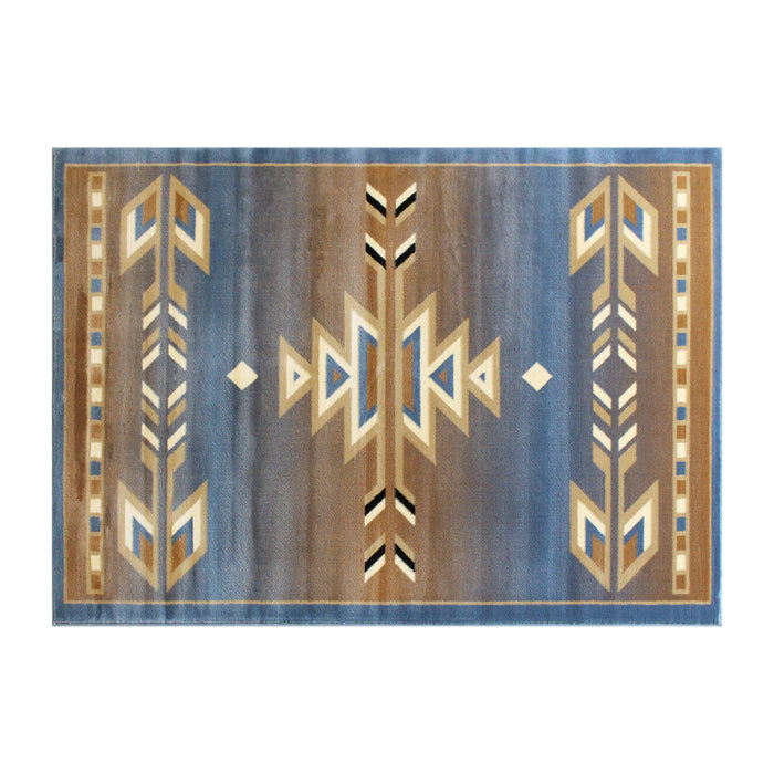Reno Olefin Accent Rug with Southwestern Geometric Arrow Design and Natural Jute Backing