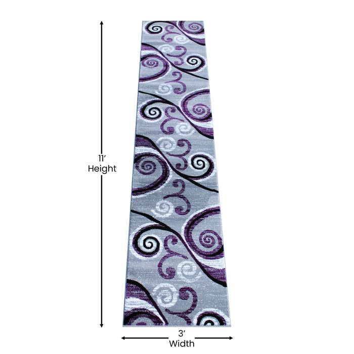 Helix Scraped Look Ultra Soft Plush Pile Olefin Accent Rug in Swirl Pattern, Jute Backing