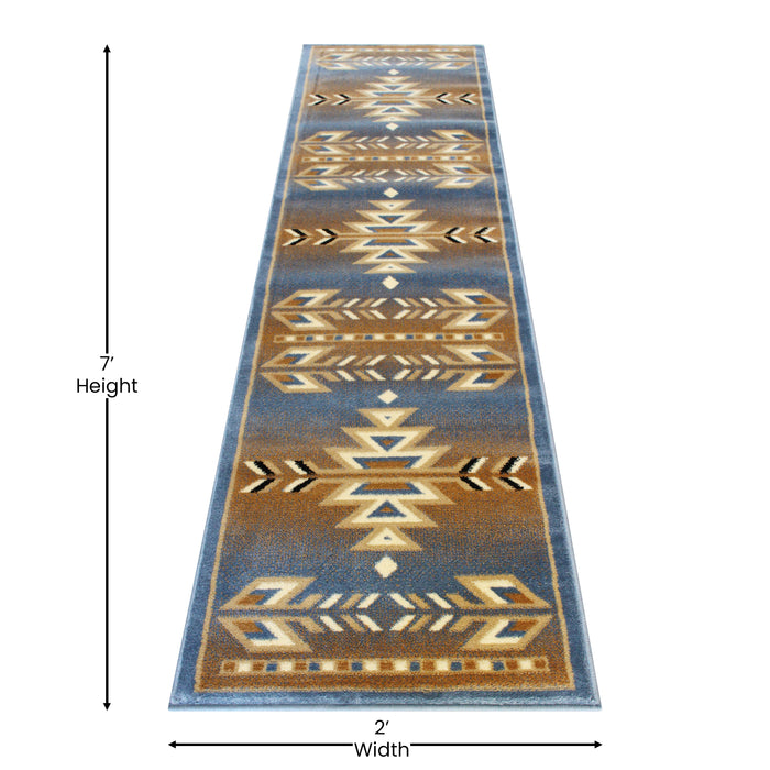 Reno Olefin Accent Rug with Southwestern Geometric Arrow Design and Natural Jute Backing