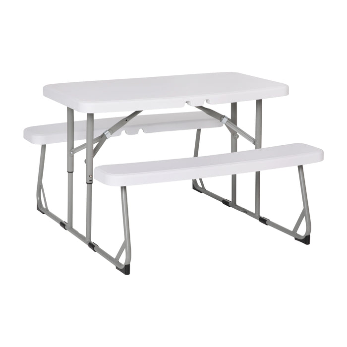 Kid's Easy Fold Waterproof, Stain and Impact Resistant Picnic Table with Benches and Steel Tube Frame