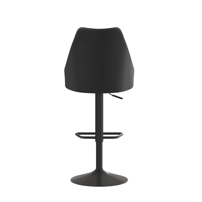 Hart Modern Adjustable Height Upholstered Dining Stools with 360° Swivel Seat, Pedestal Base and Footrest