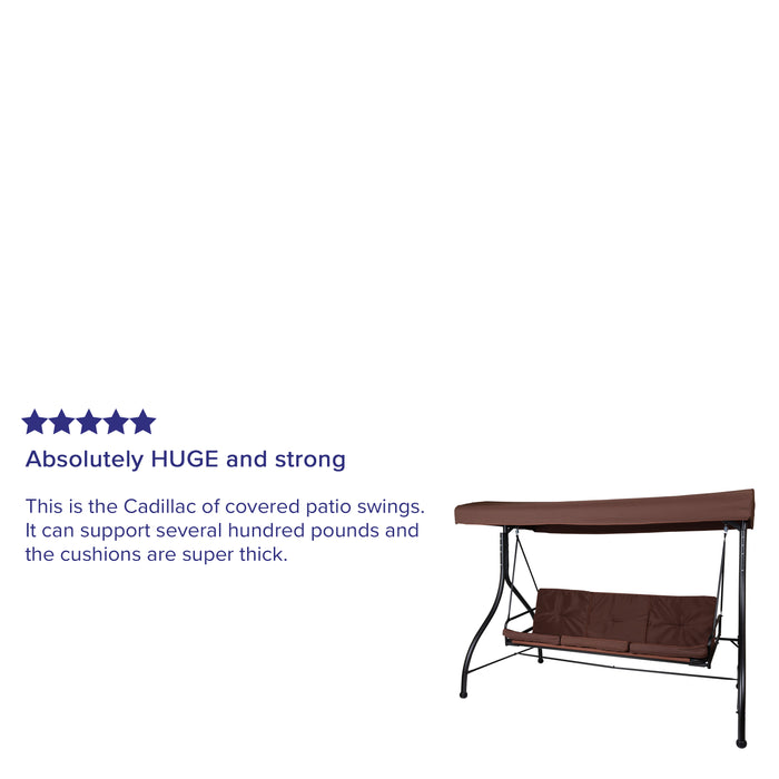 3-Seat Outdoor Steel Converting Patio Swing and Bed Canopy Hammock
