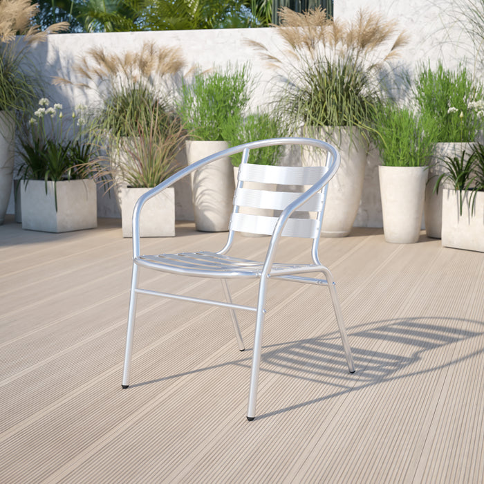 Aluminum Commercial Indoor-Outdoor Restaurant Stack Chair with Triple Slat Back